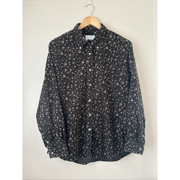 Wrangler Classic Blues Women’s Western Shirt Brown Floral Vintage Button Down - Picture 1 of 4